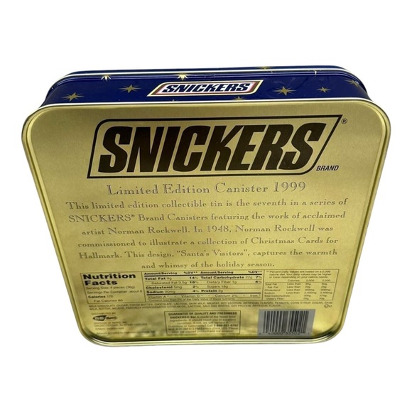 Snickers 1999 Norman Rockwell Art Santa Christmas Mars Promo Chocolate Tin - Picture 2 of 4